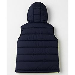 Babyhug Woven Sleeveless Hoodie - Navy Blue
