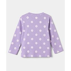 Babyhug 100% Cotton Interlock Knit Full Sleeves T-Shirts With Flower & Butterfly Print Pack Of 3 - Purple White & Pink