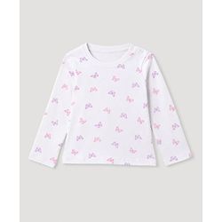 Babyhug 100% Cotton Interlock Knit Full Sleeves T-Shirts With Flower & Butterfly Print Pack Of 3 - Purple White & Pink