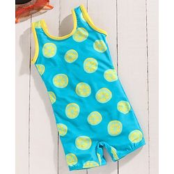 Babyhug Legged Swimsuit Allover Lemons Print - Blue