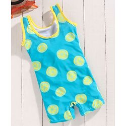 Babyhug Legged Swimsuit Allover Lemons Print - Blue