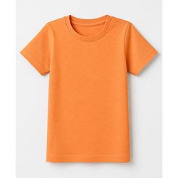 Babyhug 100% Cotton Knit Half Sleeves Solid T-Shirt - Orange