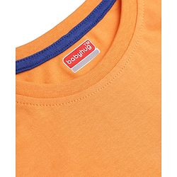 Babyhug 100% Cotton Knit Half Sleeves Solid T-Shirt - Orange