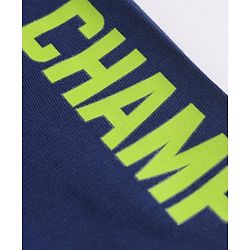 Babyhug Single Jersey Knit Full Length Jeggings with Champ Print in Blue
