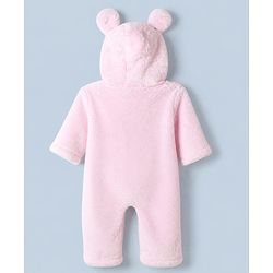 Babyhug Fur Knit Winter Romper with Full Sleeves and Koala Patch & Applique - Brown