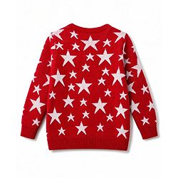 Babyhug Knit Full Sleeves Sweater Set with Star Design - Red