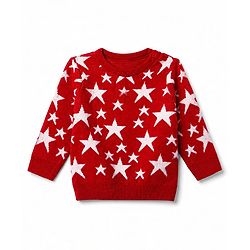 Babyhug Knit Full Sleeves Sweater Set with Star Design - Red