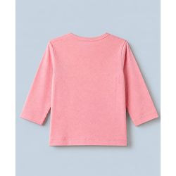 Babyhug Cotton Knit Front Open Full Sleeves T-Shirt & Pajama Night Suit with Flower Print - Peach