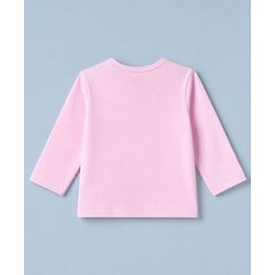 Babyhug Cotton Knit Front Open Full Sleeves T-Shirt & Pajama Night Suit with Teddy Print - Light Pink