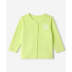 Babyhug Cotton Knit Front Open Full Sleeves T-Shirt & Pajama Night Suit with Cutest Cuddle Buddy Text Print - Light Green
