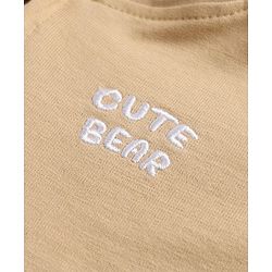 Babyhug 100% Cotton Knit Full Sleeves Hooded Sweatshirt with Bear Applique - Beige