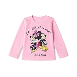 Babyhug Disney 100% Cotton Single Jersey Knit Full Sleeves T-Shirt & Pyjama Night Suit With Minnie Mouse Print - Baby Pink