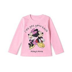 Babyhug Disney 100% Cotton Single Jersey Knit Full Sleeves T-Shirt & Pyjama Night Suit With Minnie Mouse Print - Baby Pink