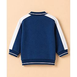 Babyhug Premium 100% Cotton Knit Front Open Heavy Gauge Sweatshirt with Full Raglan Sleeves and Bear Patch in Navy Blue