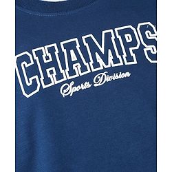Babyhug 100% Cotton Knit Full Sleeves Heavy Gauge Sweatshirt With Champs Print - Navy Blue