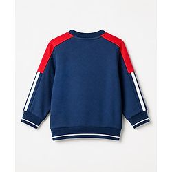 Babyhug 100% Cotton Knit Full Sleeves Heavy Gauge Sweatshirt With Champs Print - Navy Blue