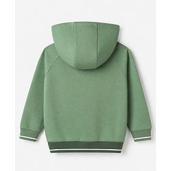 Babyhug 100% Cotton Ottoman Heavy Gauge Knit Front Open Hooded Sweatshirt with Full Raglan Sleeves and Awesome Today Print - Green