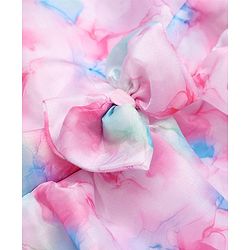 Babyhug Organza Woven Solid Ruffle Sleeves Onesie with Bow at York Party - Pink