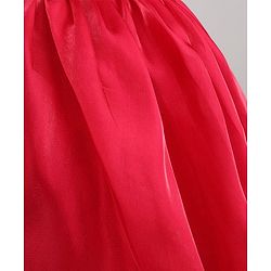 Babyhug Solid Organzza Woven Sleeveless Party Dress with Cold Shoulder Ruffle Detailing - Red