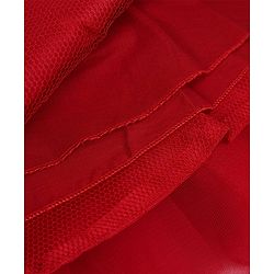 Babyhug Solid Organzza Woven Sleeveless Party Dress with Cold Shoulder Ruffle Detailing - Red