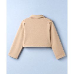 Babyhug Solid Twill Knit A-Line Dress with Full Sleeves Jacket - Beige