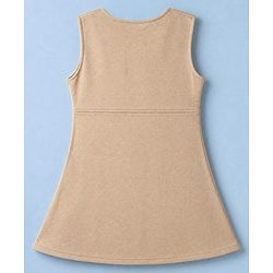 Babyhug Solid Twill Knit A-Line Dress with Full Sleeves Jacket - Beige