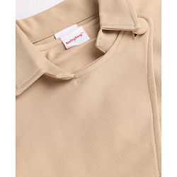 Babyhug Solid Twill Knit A-Line Dress with Full Sleeves Jacket - Beige
