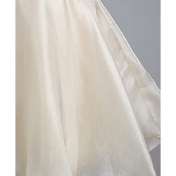 Babyhug Organza Woven Half Puffed Sleeves One Piece Party Dress With Flower Applique - Cream