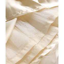 Babyhug Organza Woven Half Puffed Sleeves One Piece Party Dress With Flower Applique - Cream