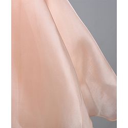 Babyhug Organza Woven Half Puffed Sleeves One Piece Party Dress With Flower Applique - Peach