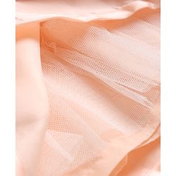 Babyhug Organza Woven Half Puffed Sleeves One Piece Party Dress With Flower Applique - Peach