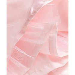 Babyhug Solid Mesh Woven and Sleeveless Party Gown with Applique Flowers - Pink