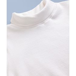 Babyhug Cotton Rib Knit Skivi Winter Solid T-Shirt with Full Sleeves - White