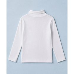 Babyhug Cotton Rib Knit Skivi Winter Solid T-Shirt with Full Sleeves - White