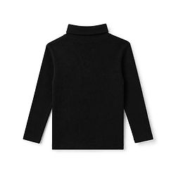 Babyhug Cotton Knit Winter T-shirt with Turtle Neck Full Sleeves in Black