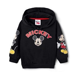 Babyhug Disney Terry Knit Hooded Sweatshirt & Joggers Set with Full Sleeves and Mickey Mouse Graphic - Black
