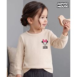 Babyhug Disney Interlock Knit Full Sleeves Thermal Inner Wear with Minnie Mouse Print - Light Peach