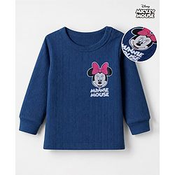 Babyhug Disney 100% Cotton Interlock Knit Full Sleeves Thermal Inner Wear with Minnie Mouse Graphic Print - Navy Blue