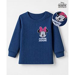 Babyhug Disney 100% Cotton Interlock Knit Full Sleeves Thermal Inner Wear with Minnie Mouse Graphic Print - Navy Blue