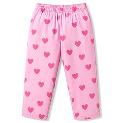 Babyhug Disney 100% Cotton Poplin Woven Co-Ords Top & Pyjama Night Suit with Hearts & Daisy Duck Print - Pink