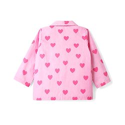 Babyhug Disney 100% Cotton Poplin Woven Co-Ords Top & Pyjama Night Suit with Hearts & Daisy Duck Print - Pink