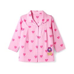 Babyhug Disney 100% Cotton Poplin Woven Co-Ords Top & Pyjama Night Suit with Hearts & Daisy Duck Print - Pink