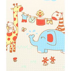 Babyhug Air Filled Water-Resistant Diaper Changing & Massage Mat Animal Print - White | Made from Natural Rubber | Cushioned | Foldable | Multi-Purpose Baby Mat