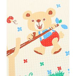 Babyhug Air Filled Water-Resistant Diaper Changing & Massage Mat Animal Print - White | Made from Natural Rubber | Cushioned | Foldable | Multi-Purpose Baby Mat