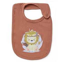 Babyhug 100% Cotton Baby Bibs Set of 2 Lion Print - Green & Brown| Soft & Comfortable| Button Closure| Feeding & Drooling| Easy to Wear| Machine Washable| Newborn & Infant Feeding Essential