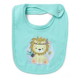 Babyhug 100% Cotton Baby Bibs Set of 2 Lion Print - Green & Brown| Soft & Comfortable| Button Closure| Feeding & Drooling| Easy to Wear| Machine Washable| Newborn & Infant Feeding Essential