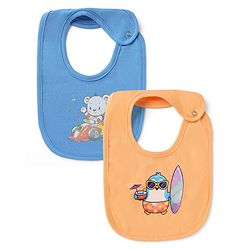 Babyhug 100% Cotton Baby Bibs Set of 2 Lion Print - Green & Brown| Soft & Comfortable| Button Closure| Feeding & Drooling| Easy to Wear| Machine Washable| Newborn & Infant Feeding Essential