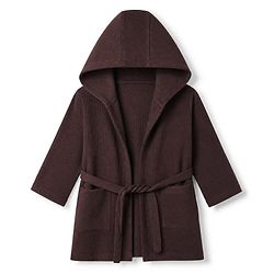 Babyhug Waffle Knit Full Sleeves Bath Robe With Hood in Brown