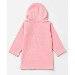 Babyhug Waffle Knit Full Sleeves Bath Robe With Hood in Pink