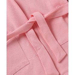 Babyhug Waffle Knit Full Sleeves Bath Robe With Hood in Pink